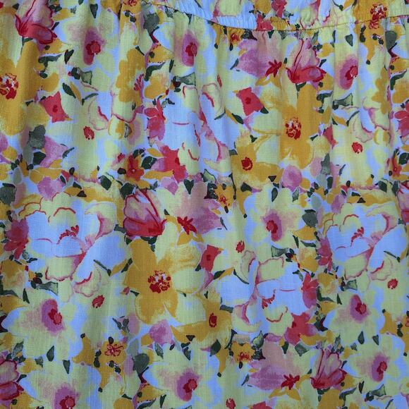 LC Floral Tiered Ruffle Sleeveless Tank Midi Dress Rayon-Linen XL Cottage Summer - Picture 3 of 11